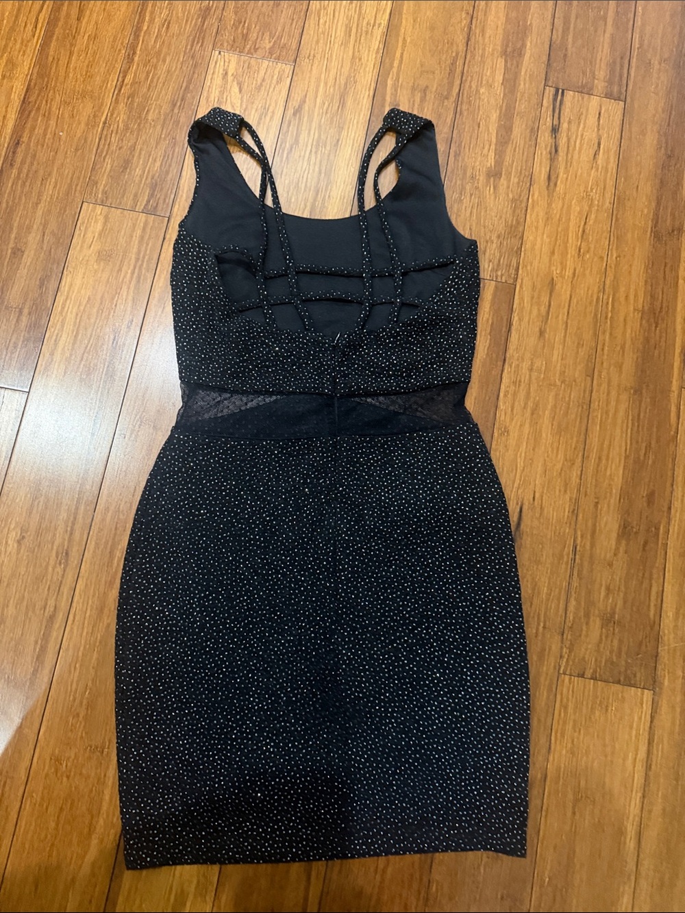 Aniina Black Sparkle Mini Dress with Sheer Waist - Picture 2 of 2